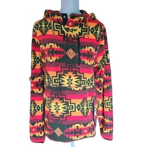 Southwest Pattern Fleece Hooded Sweater